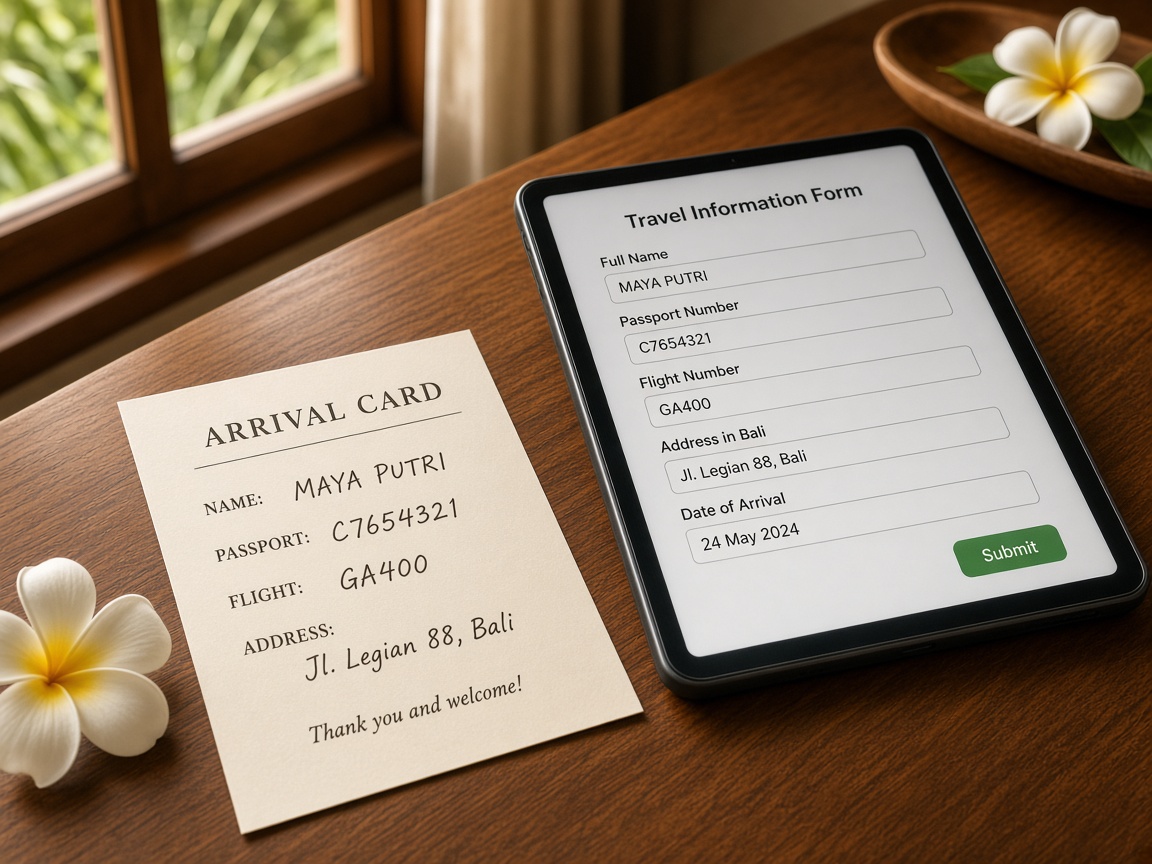 Generic paper card set aside next to a tablet — not an official form