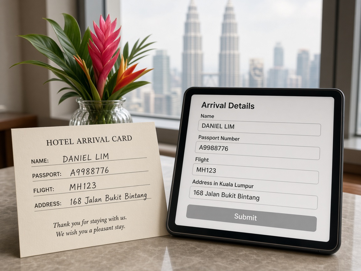 Generic paper card set aside next to a tablet — not an official form